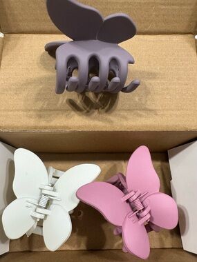 Butterfly Hair Claw Clips - Pink, White, Purple